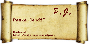 Paska Jenő névjegykártya