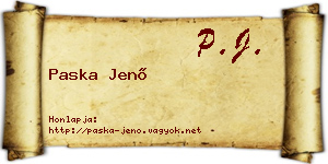 Paska Jenő névjegykártya